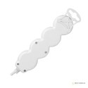 Przedłużacz 3-krotny 2P+Z (Schuko), z wyłącznikiem, 3m H05VV-F 3x1,5mm2, Imax=16A, płaska wtyczka, biały