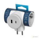 Rozgałęźnik 2P+Z (Schuko) z ładowarką 2xUSB, szybkie ładowanie, biało-szary