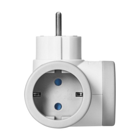 Rozgałęźnik 2P+Z (Schuko) z ładowarką 2xUSB, szybkie ładowanie, biało-szary