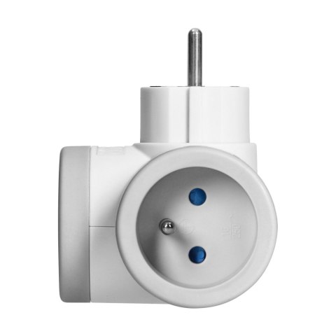 Rozgałęźnik 2P+Z z ładowarką 2xUSB, szybkie ładowanie, biało-szary