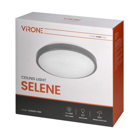 SELENE plafon 2xE27, max. 2x60W, IP54, szary
