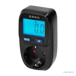 Watomierz, kalkulator energii z podświetlanym wyświetlaczem LCD, wersja Schuko, czarny