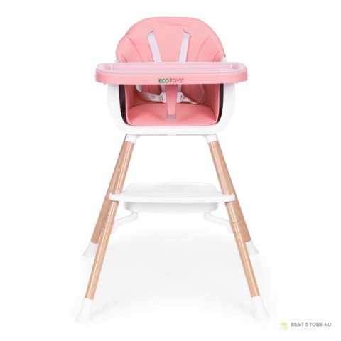 Fotelik krzesełko do karmienia dzieci 2w1 różowy ECOTOYS Fotelik krzesełko do karmienia dzieci 2w1 różowy ECOTOYS