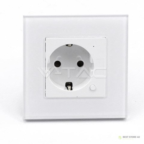 Gniazdo Szklane SMART WiFi V-TAC Białe Amazon Alexa, Google Home, Nest VT-5134 Gniazdo Szklane SMART WiFi V-TAC Białe Amazon Alexa, Google Home, Nest VT-5134