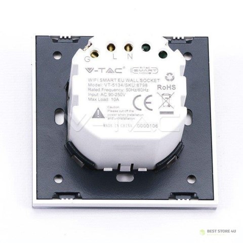Gniazdo Szklane SMART WiFi V-TAC Białe Amazon Alexa, Google Home, Nest VT-5134 Gniazdo Szklane SMART WiFi V-TAC Białe Amazon Alexa, Google Home, Nest VT-5134