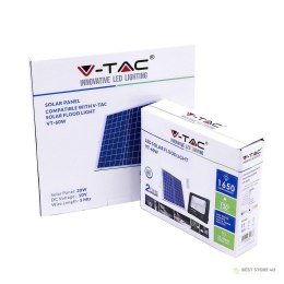 Projektor LED Solarny V-TAC 20W Czarny IP65, Pilot, Timer VT-60W 6000K 1650lm