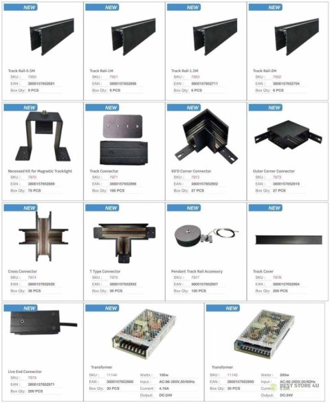 Szyna 50cm Szynosystem Magnetyczny 24V V-TAC Czarna V-TAC Szyna 50cm Szynosystem Magnetyczny 24V V-TAC Czarna V-TAC