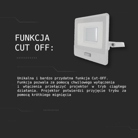 Projektor LED V-TAC 50W SAMSUNG CHIP Czujnik Ruchu Biały Z MUFĄ VT-158S 6500K 4000lm 5 Lat Gwarancji