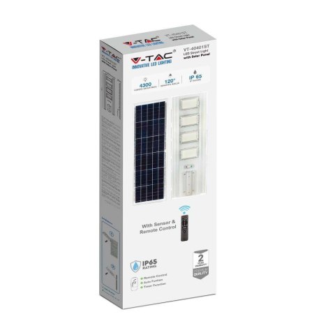 Oprawa Uliczna LED Solarna V-TAC 50W Czujnik ruchu, Pilot VT-40401ST 6500K 4300lm