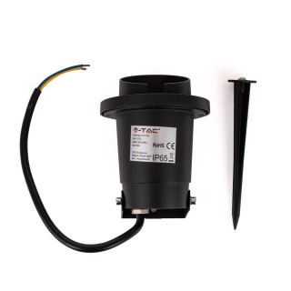Oprawa Gruntowa Ogrodowa Wbijana Aluminium GU10 Czarna z daszkiem IP65 V-TAC VT-7704 3 Lata Gwarancji