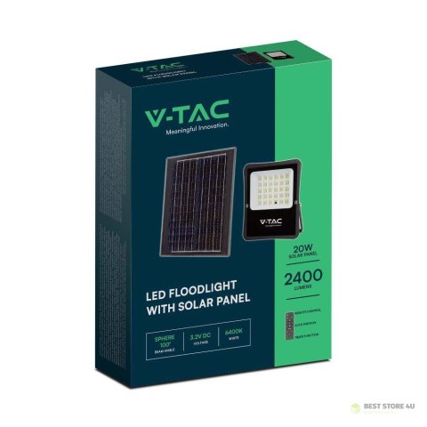 Projektor LED Solarny V-TAC 20W Pilot, AUTO, Timer IP65 VT-55300 6400K 2400lm Projektor LED Solarny V-TAC 20W Pilot, AUTO, Timer IP65 VT-55300 6400K 2400lm