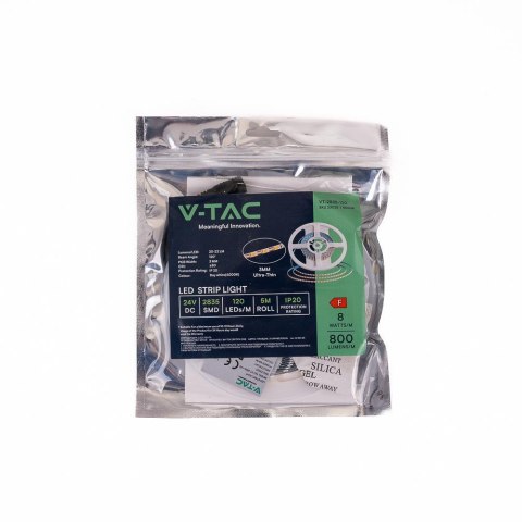 Taśma LED V-TAC SMD2835 600LED 24V IP20 2xPCB Szerokość 3mm VT-2835 4000K 800lm