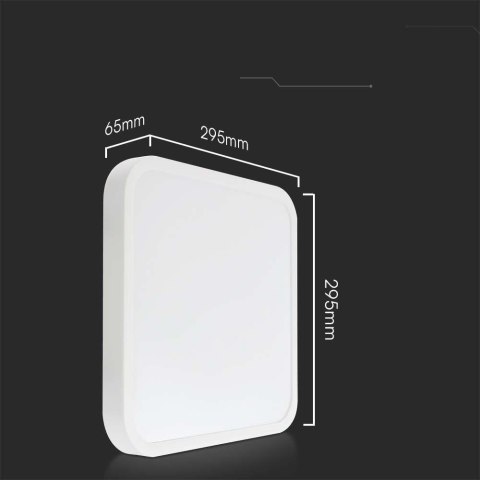 Plafon V-TAC 18W LED Kwadrat 30x30cm Natynkowy Pilot Czujnik Ruchu IP44 Biały VT-8618S 4000K 1830lm