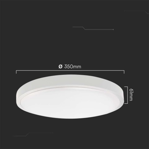 Plafon V-TAC 24W LED Okrągły 35cm Natynkowy Pilot Czujnik Ruchu IP44 Biały VT-8624S 3000K 2500lm