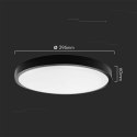 Plafon V-TAC 36W LED Okrągły 35cm Natynkowy IP44 Czarny VT-8630B 3000K 3820lm