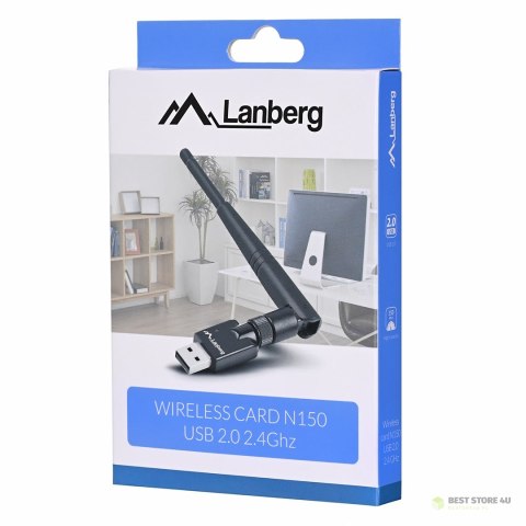 Karta sieciowa Lanberg N150 NC-0150-WE (USB 2.0, Złącze anteny WiFi) Karta sieciowa Lanberg N150 NC-0150-WE (USB 2.0, Złącze anteny WiFi)