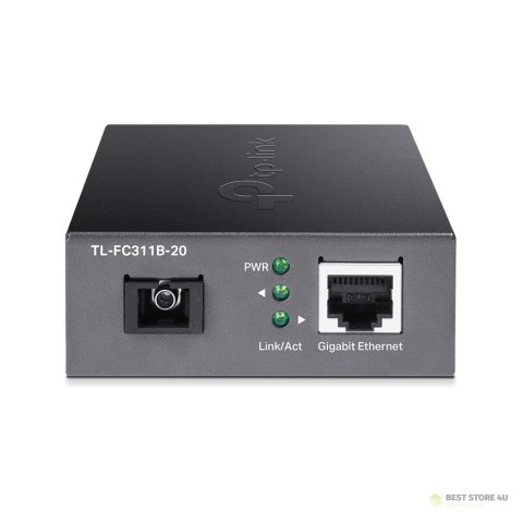 Media Converter TP-LINK TL-FC311B-20 Gigabitowy media konwerter WDM , Zwiększenie zasięgu transmisji światłowodowej do 20 km Media Converter TP-LINK TL-FC311B-20 Gigabitowy media konwerter WDM , Zwiększenie zasięgu transmisji światłowodowej do 20 km