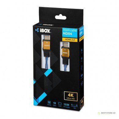 Kabel IBOX HD04 ULTRAHD 4K 1,5M V2.0 ITVFHD04 (HDMI M - HDMI M; 1,5m; kolor niebieski) Kabel IBOX HD04 ULTRAHD 4K 1,5M V2.0 ITVFHD04 (HDMI M - HDMI M; 1,5m; kolor niebieski)