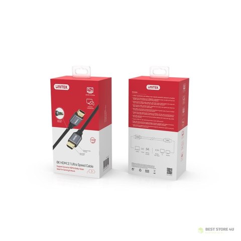 UNITEK KABEL HDMI 2.1 8K, 4K120HZ UHD, 2M, C138W UNITEK KABEL HDMI 2.1 8K, 4K120HZ UHD, 2M, C138W