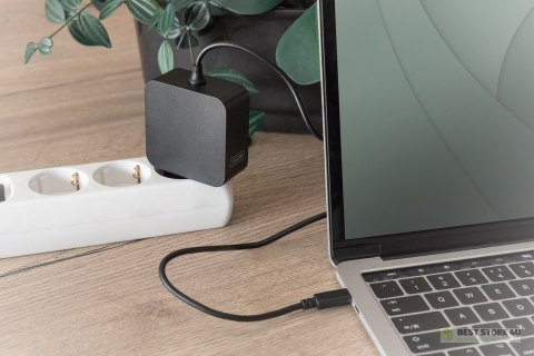 Ładowarka sieciowa zasilacz 1x USB-C PD 3.0 max. 65W zintegrowany kabel 1,2m czarna Ładowarka sieciowa zasilacz 1x USB-C PD 3.0 max. 65W zintegrowany kabel 1,2m czarna