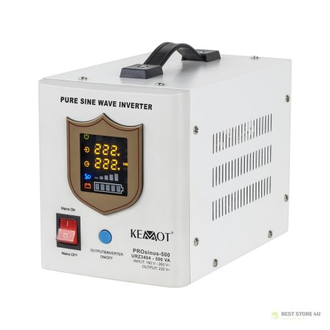 Zasilacz awaryjny KEMOT PROsinus-500 przetwornica z czystym przebiegiem sinusoidalnym i funkcją ładowania 12V 230V 500VA/300W Zasilacz awaryjny KEMOT PROsinus-500 przetwornica z czystym przebiegiem sinusoidalnym i funkcją ładowania 12V 230V 500VA/300W