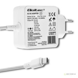 Qoltec 50194 Zasilacz sieciowy 45W | 5-20V | 2-3A | USB C |PD | Biała