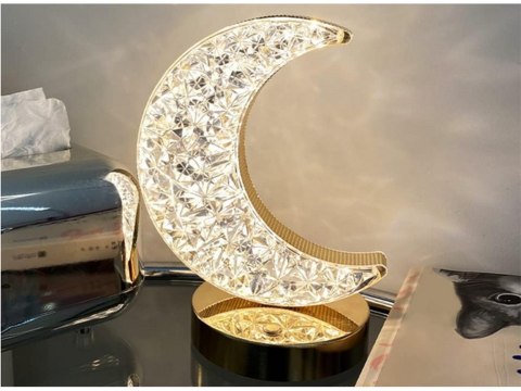 Lampka nocna stołowa księżyc kryształ led rgb usb