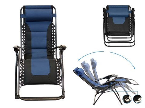 Leżak ogrodowy plażowy składany poduszka grawitacyjny wzmocniony miękki