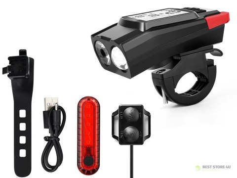 Lampka rowerowa przednia tylna led licznik bezprzewodowy klakson głośny 3w1 Lampka rowerowa przednia tylna led licznik bezprzewodowy klakson głośny 3w1