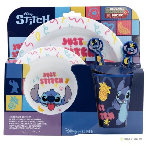 Disney Stitch - Zestaw naczyń do mikrofali 5 szt. z kolekcji Palms (talerz, miska, kubeczek, widelec, łyżeczka) Disney Stitch - Zestaw naczyń do mikrofali 5 szt. z kolekcji Palms (talerz, miska, kubeczek, widelec, łyżeczka)