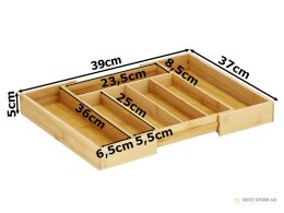 Wkład do szuflady organizer kuchenny na sztućce bambus 7 przegródek 39cm l