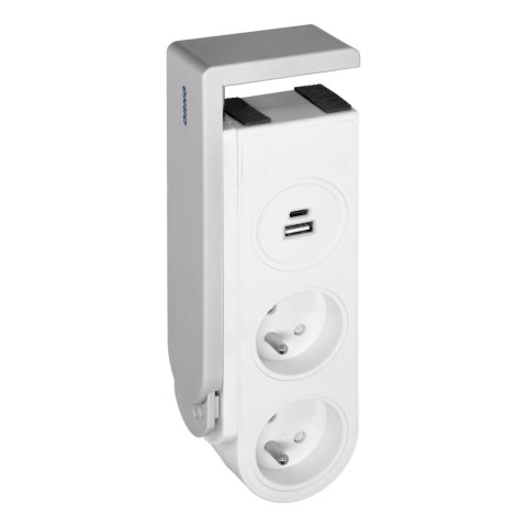 Listwa zasilająca biurkowa z ładowarką USB i sprężynowym zaciskiem mocującym