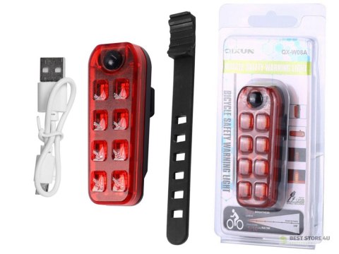 Lampka rowerowa tylna oświetlenie led usb roweru Lampka rowerowa tylna oświetlenie led usb roweru