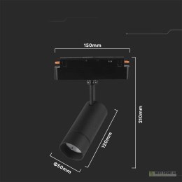 Oprawa Projektor Szynosystem SMART 48V V-TAC 8W LED CCT 27st SMART WiFi TRACKLIGHT Czarna VT-908D 2700K-6400K 700lm 3 Lata Gwara