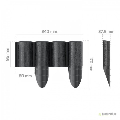 Palisada ogrodowa Cellfast ECO 2,4 m antracytowa Palisada ogrodowa Cellfast ECO 2,4 m antracytowa
