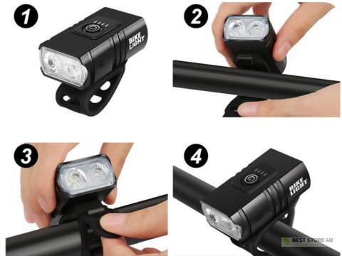 Lampka na rower rowerowa led t6 przód tył usb aku Lampka na rower rowerowa led t6 przód tył usb aku