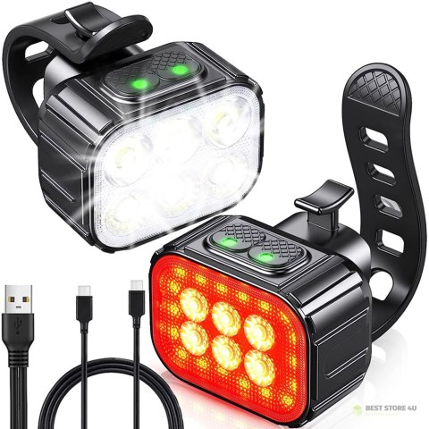 Lampka rowerowa led zestaw tył przód usb na rower na kierownice akumulator Lampka rowerowa led zestaw tył przód usb na rower na kierownice akumulator