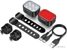 Lampka rowerowa led zestaw tył przód usb na rower na kierownice akumulator