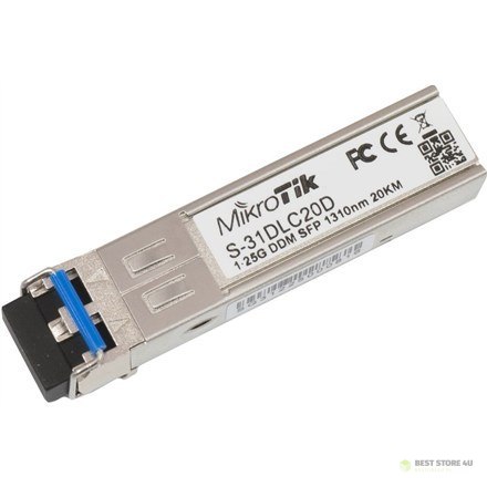 MikroTik | S-31DLC20D | Protokół SFP | Światłowód jednomodowy | Podwójny LC | 10/100/1000 Mbit/s | Długość fali 1310 nm | Maksym MikroTik | S-31DLC20D | Protokół SFP | Światłowód jednomodowy | Podwójny LC | 10/100/1000 Mbit/s | Długość fali 1310 nm | Maksym