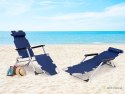 Leżak fotel ogrodowy plażowy składany 2w1 leżanka niebieski MultiGarden