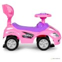 Autko jeździk, chodzik, pchacz 3w1 deluxe klakson - różowe