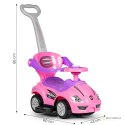 Autko jeździk, chodzik, pchacz 3w1 deluxe klakson - różowe