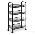 Metalowy regał mobliny łazienkowy z 4 półkami kółka czarny ModernHome