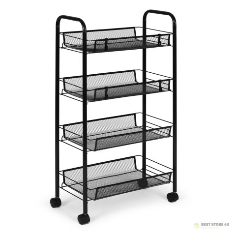 Metalowy regał mobliny łazienkowy z 4 półkami kółka czarny ModernHome Metalowy regał mobliny łazienkowy z 4 półkami kółka czarny ModernHome