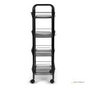 Metalowy regał mobliny łazienkowy z 4 półkami kółka czarny ModernHome