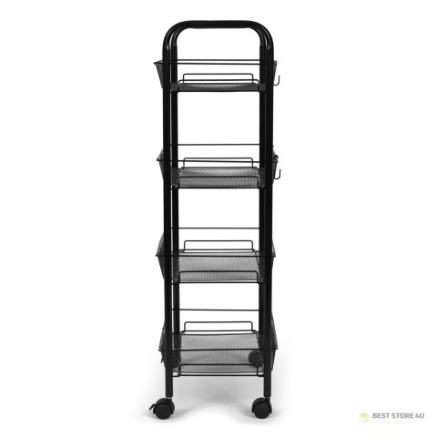 Metalowy regał mobliny łazienkowy z 4 półkami kółka czarny ModernHome Metalowy regał mobliny łazienkowy z 4 półkami kółka czarny ModernHome