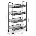 Metalowy regał mobliny łazienkowy z 4 półkami kółka czarny ModernHome