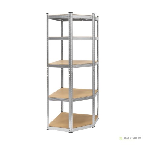 Regał metalowy magazynowy narożny 180x40x70 srebrny Rebel