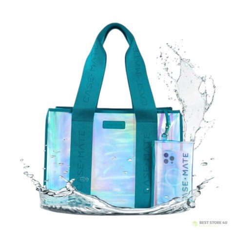 Case-Mate Large Travel Tote Bag - Wodoodporna torba na ramię z etui na telefon (Emerald Blue Soap Bubble)