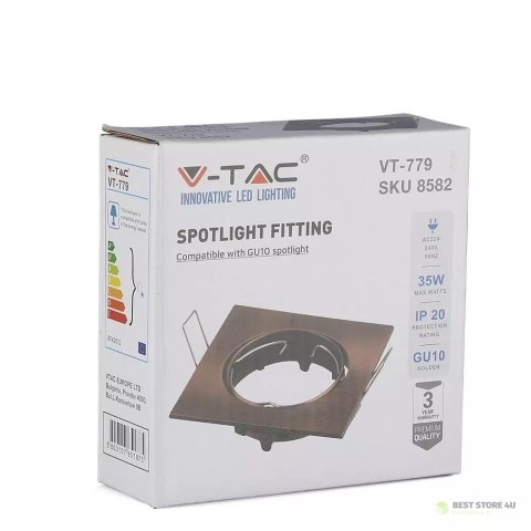 Oczko V-TAC GU10 Kwadrat Ruchome Miedź VT-779-SB 3 Lata Gwarancji Oczko V-TAC GU10 Kwadrat Ruchome Miedź VT-779-SB 3 Lata Gwarancji